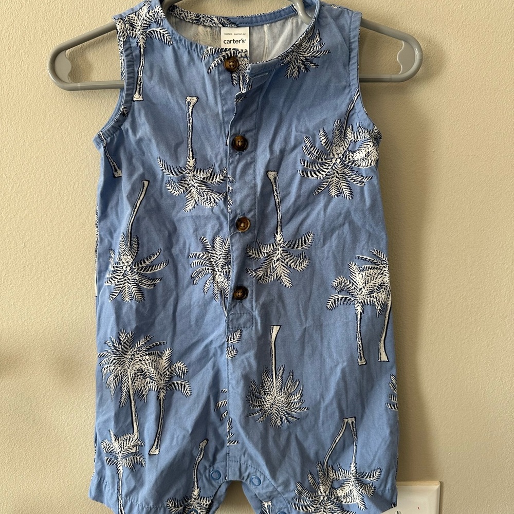 Blue Palm Tree Baby Romper by Carter's
